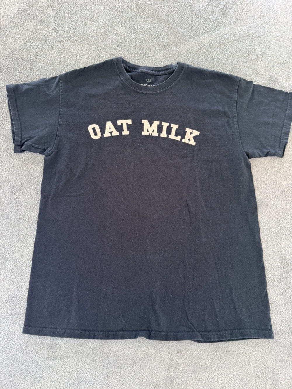 OAT MILK Black Graphic Crew Tee